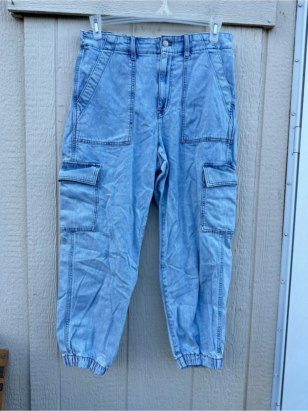 J.Crew Denim cargo jogger jeans womens 31 blue pockets elastic waist